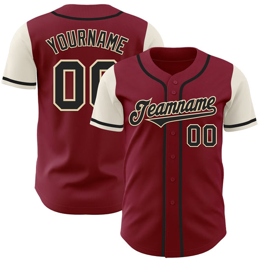 Custom Crimson Black-Cream Authentic Two Tone Baseball Jersey - Sky-Custom