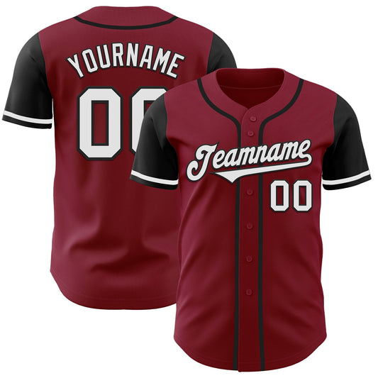 Custom Crimson White-Black Authentic Two Tone Baseball Jersey - Sky-Custom