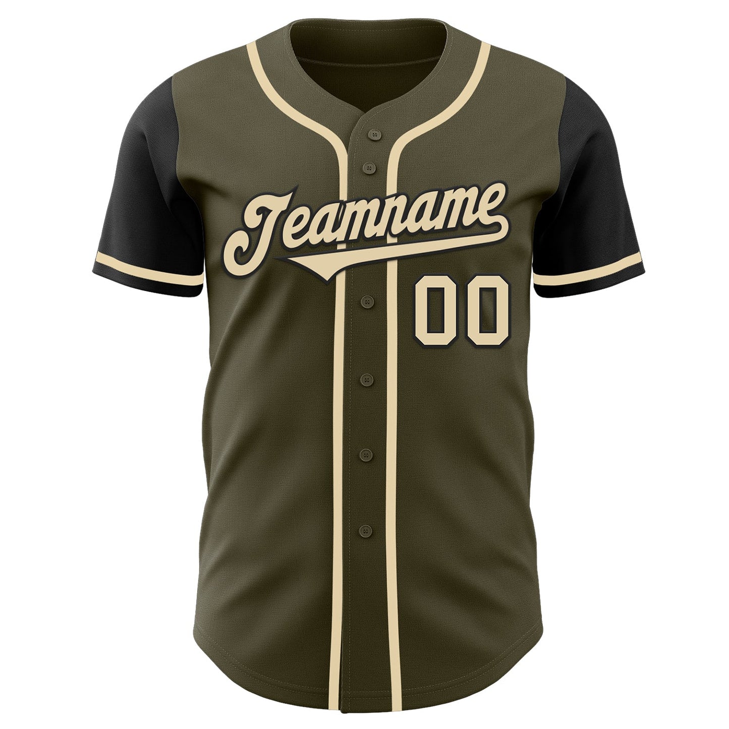 Custom Olive Cream-Black Authentic Two Tone Salute To Service Baseball Jersey - Sky-Custom