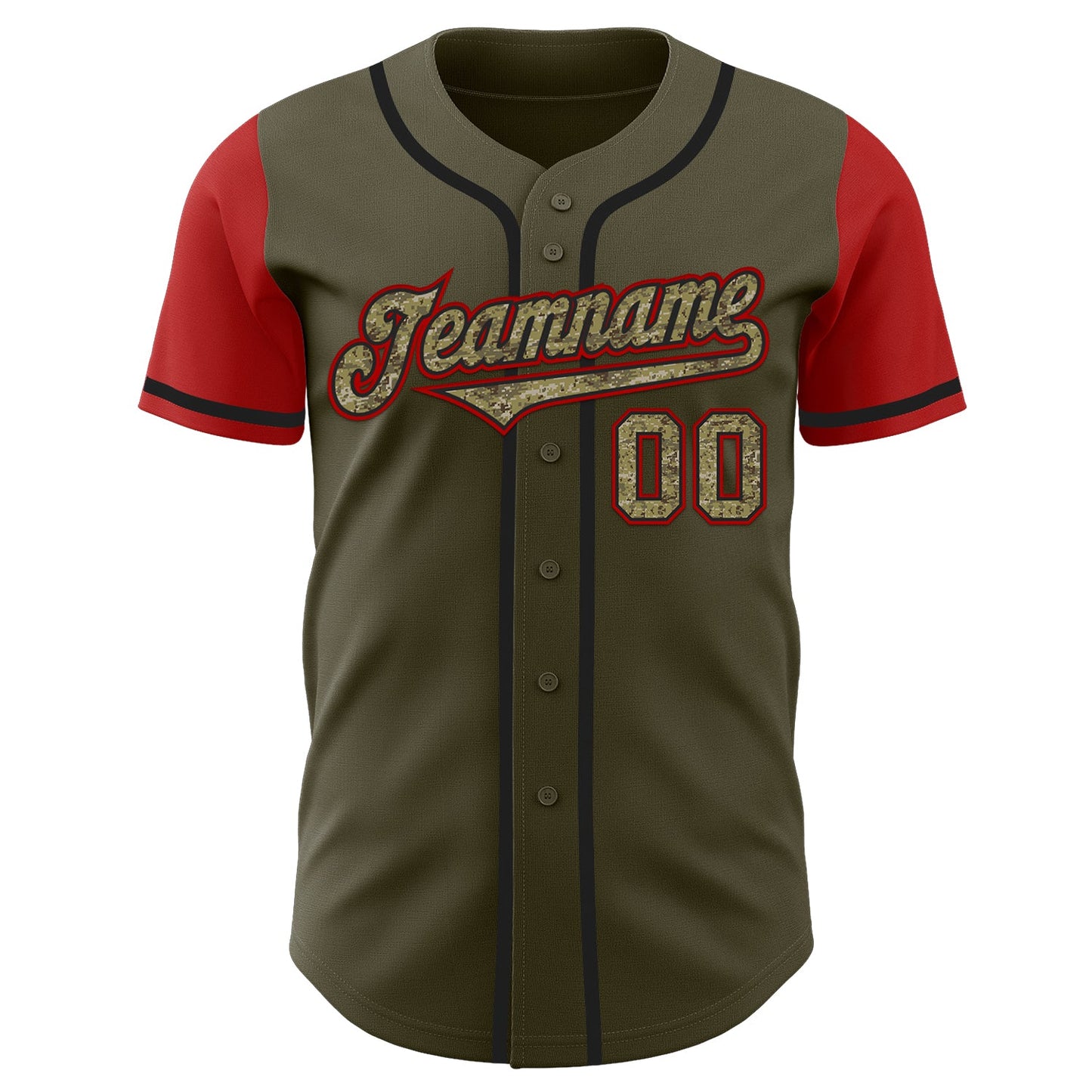 Custom Olive Camo-Black Authentic Two Tone Salute To Service Baseball Jersey - Sky-Custom