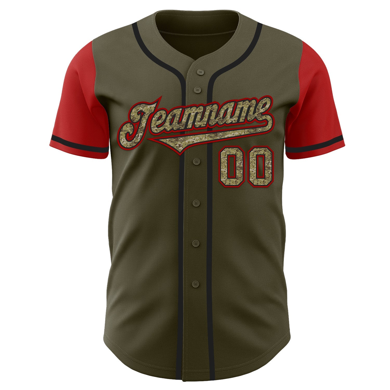 Custom Olive Camo-Black Authentic Two Tone Salute To Service Baseball Jersey - Sky-Custom