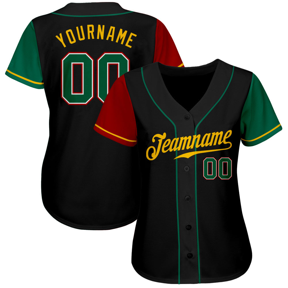 Custom Black Kelly Green-Gold Authentic Two Tone Baseball Jersey - Sky-Custom