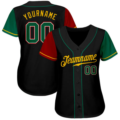 Custom Black Kelly Green-Gold Authentic Two Tone Baseball Jersey - Sky-Custom