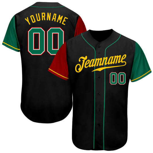 Custom Black Kelly Green-Gold Authentic Two Tone Baseball Jersey - Sky-Custom