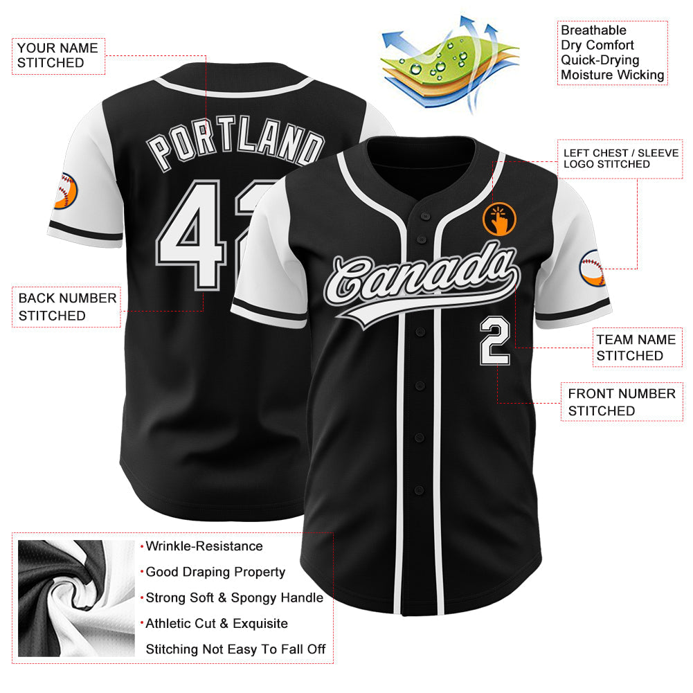 Custom Black White-Gray Authentic Two Tone Baseball Jersey - Sky-Custom