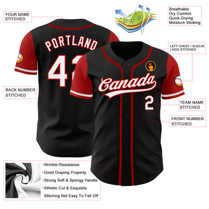 Custom Black White-Red Authentic Two Tone Baseball Jersey - Sky-Custom