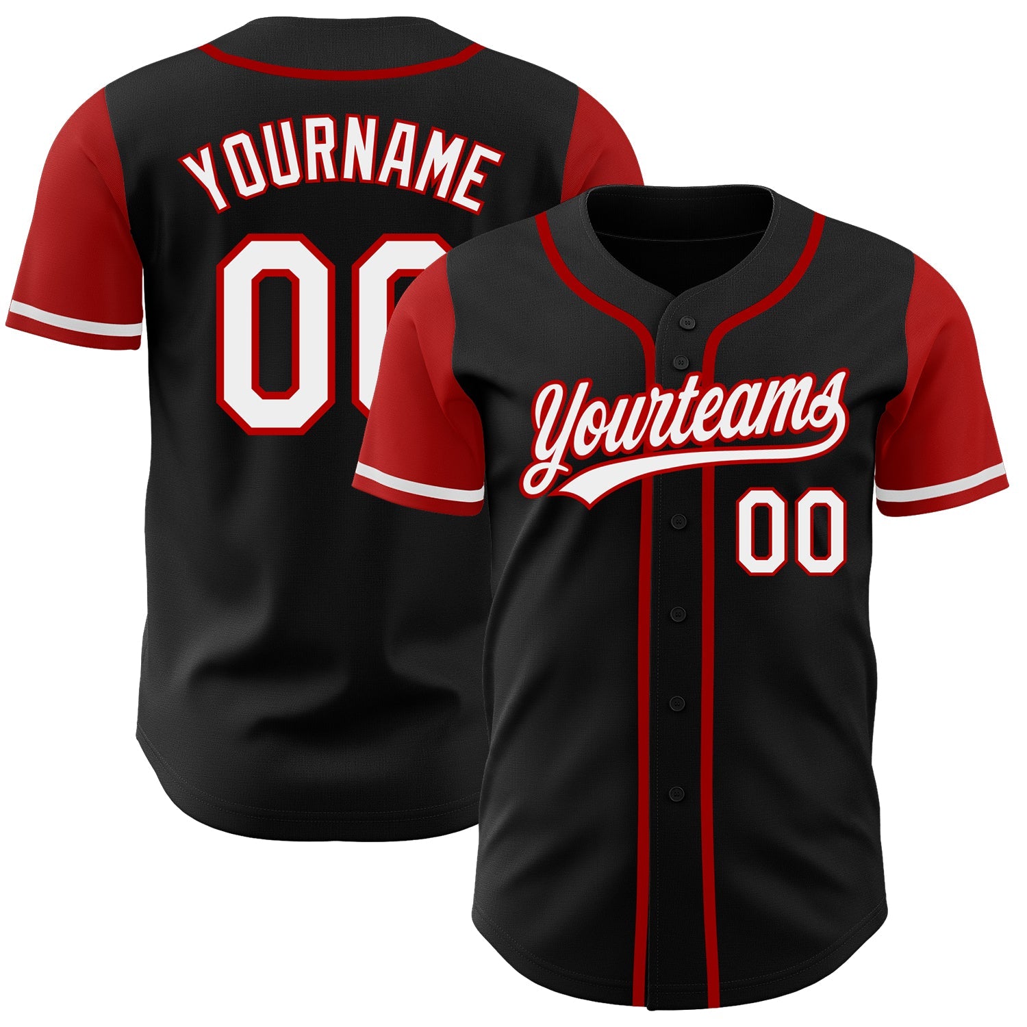 Custom Black White-Red Authentic Two Tone Baseball Jersey - Sky-Custom