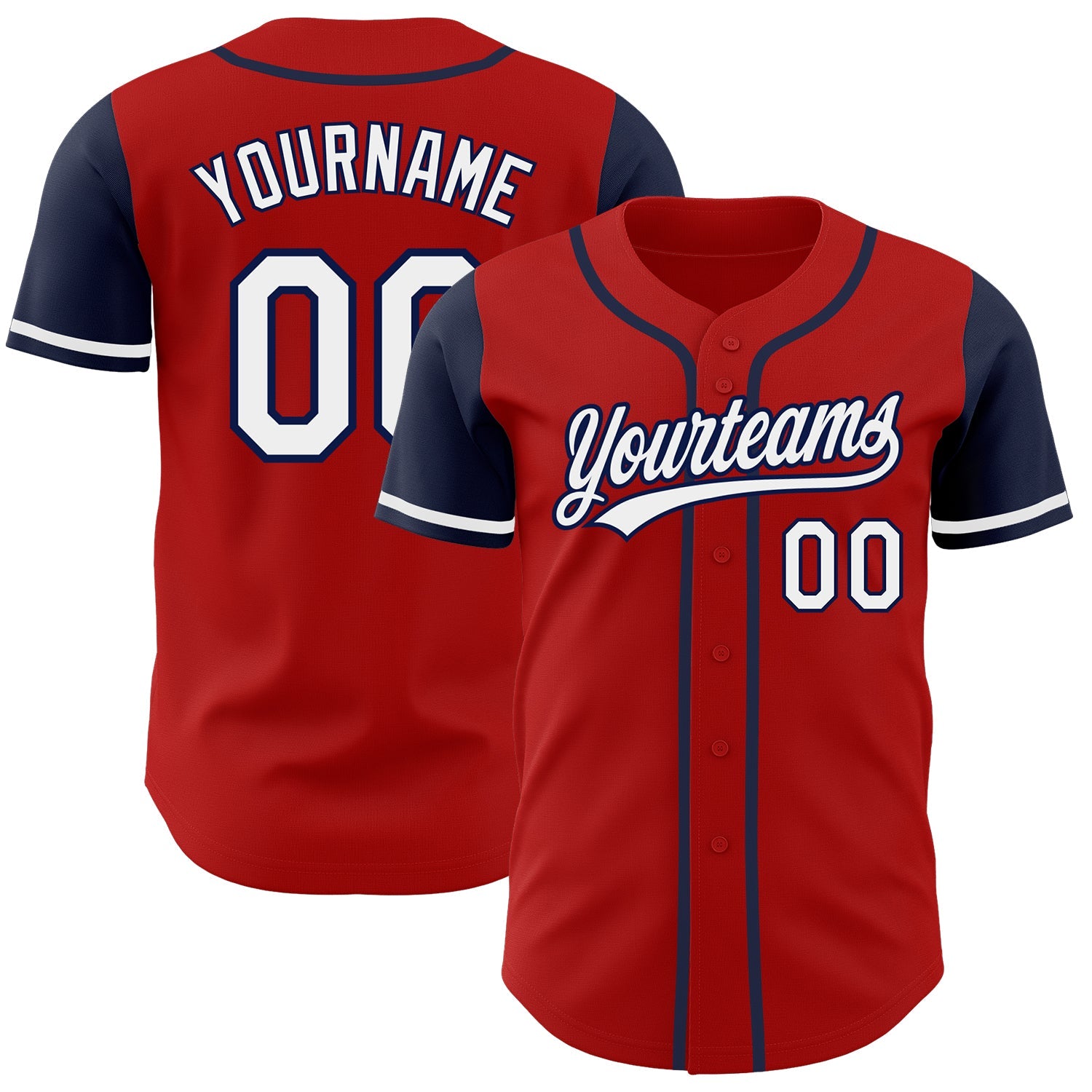 Custom Red White-Navy Authentic Two Tone Baseball Jersey - Sky-Custom