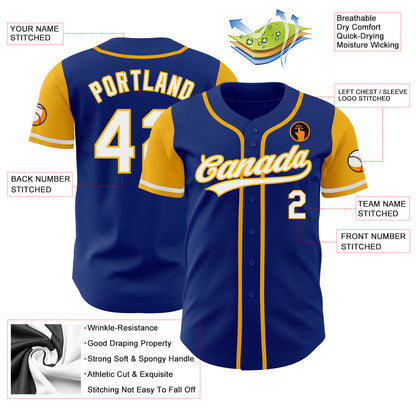 Custom Royal White-Gold Authentic Two Tone Baseball Jersey - Sky-Custom