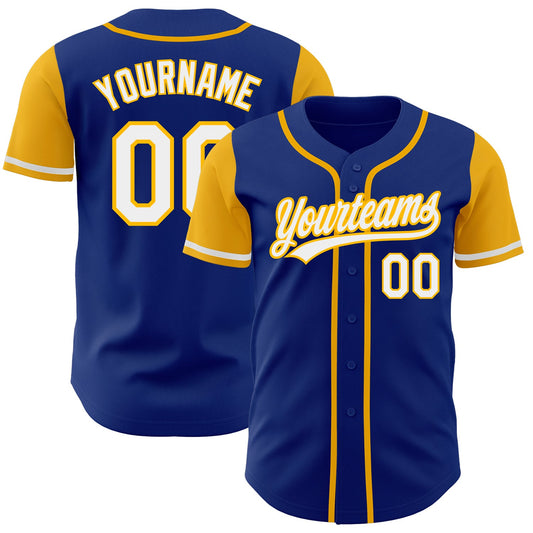 Custom Royal White-Gold Authentic Two Tone Baseball Jersey - Sky-Custom