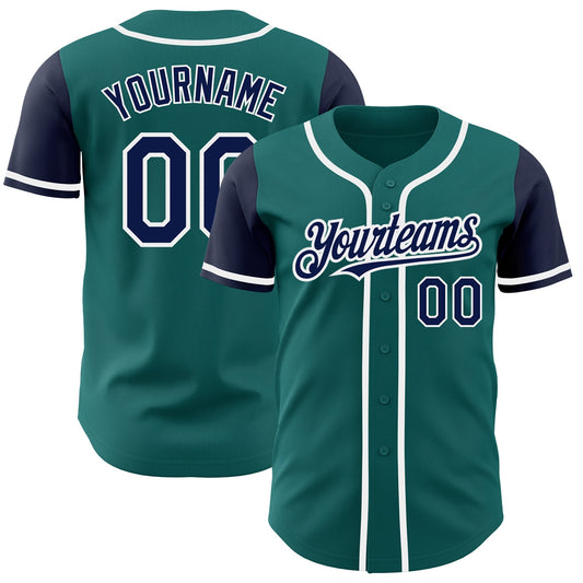 Custom Teal Navy-White Authentic Two Tone Baseball Jersey - Sky-Custom