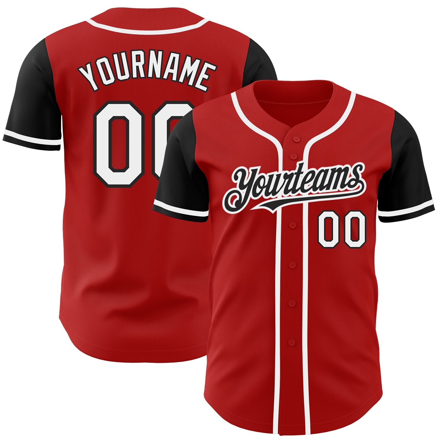 Custom Red White-Black Authentic Two Tone Baseball Jersey - Sky-Custom