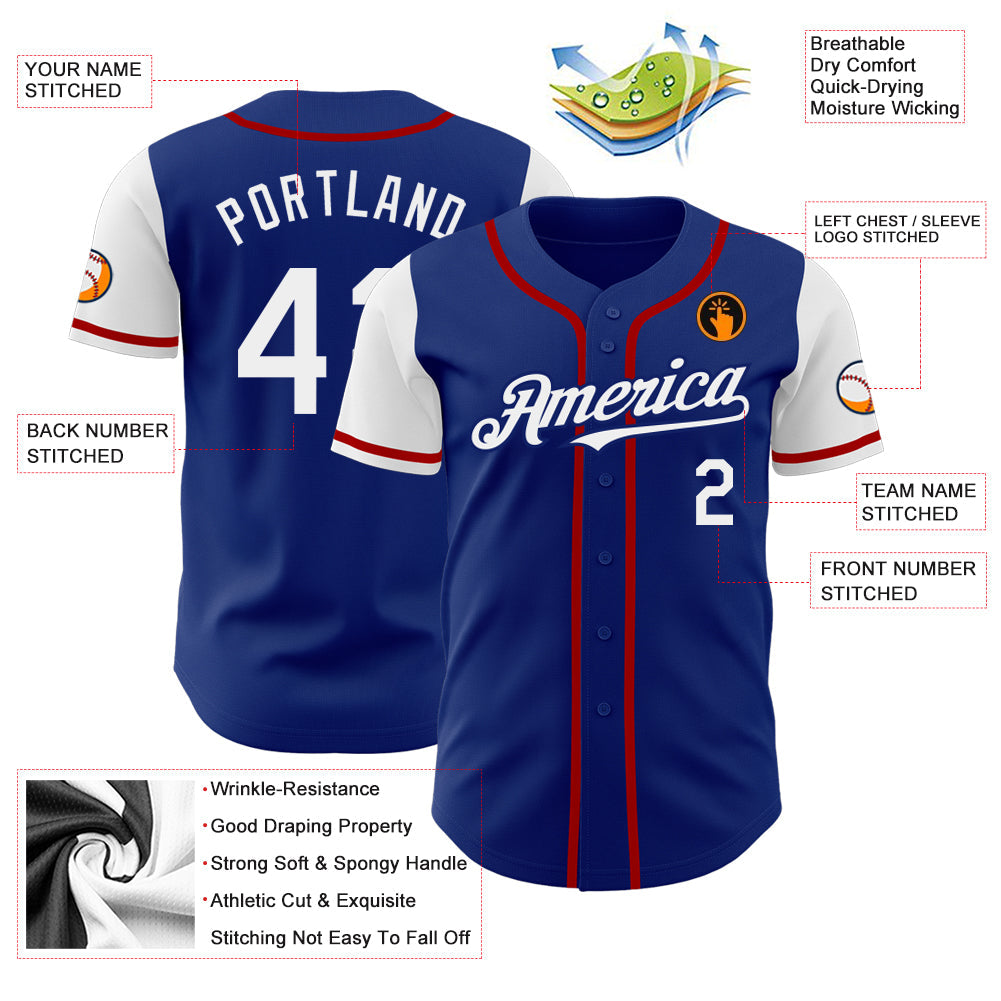 Custom Royal White-Red Authentic Two Tone Baseball Jersey - Sky-Custom