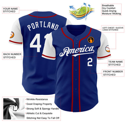 Custom Royal White-Red Authentic Two Tone Baseball Jersey - Sky-Custom