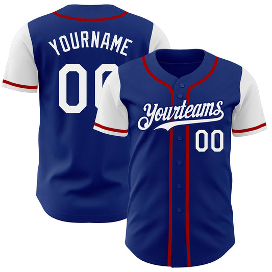 Custom Royal White-Red Authentic Two Tone Baseball Jersey - Sky-Custom