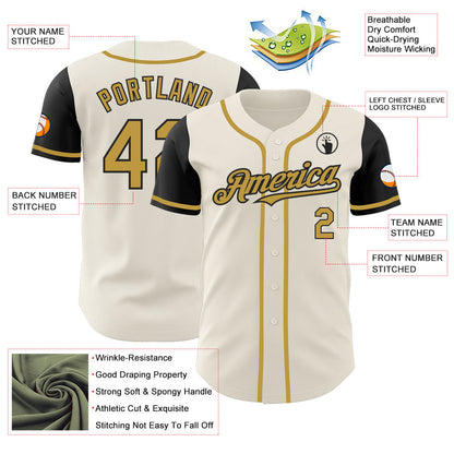 Custom Cream Old Gold-Black Authentic Two Tone Baseball Jersey - Sky-Custom