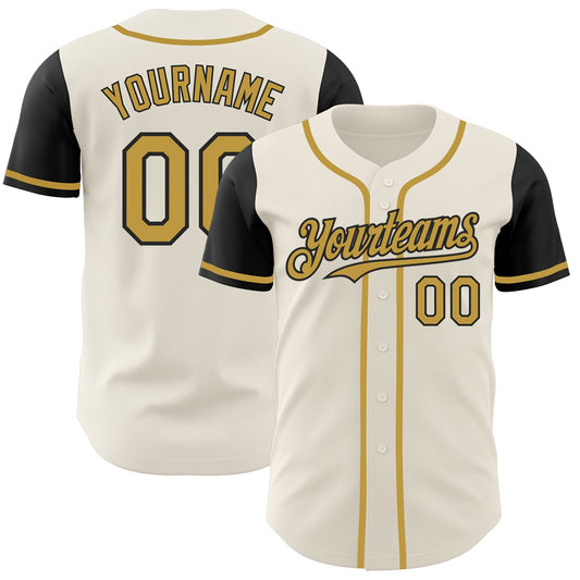 Custom Cream Old Gold-Black Authentic Two Tone Baseball Jersey - Sky-Custom