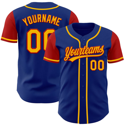 Custom Royal Gold-Red Authentic Two Tone Baseball Jersey - Sky-Custom