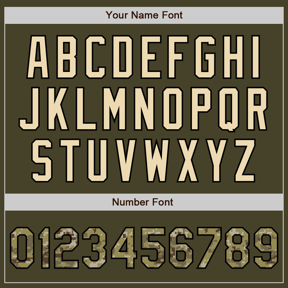 Custom Olive Camo Black-Cream Authentic Salute To Service Two Tone Baseball Jersey - Sky-Custom