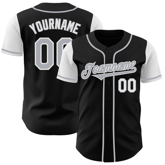 Custom Black Gray-White Authentic Two Tone Baseball Jersey - Sky-Custom