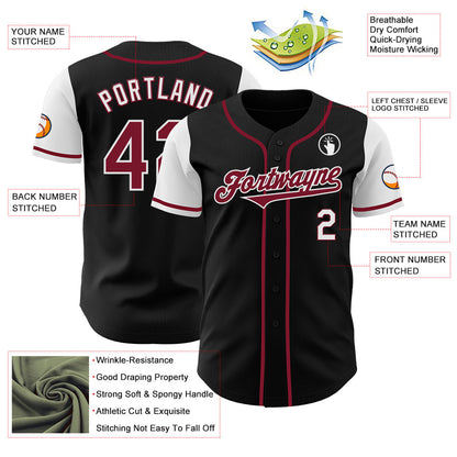 Custom Black Crimson-White Authentic Two Tone Baseball Jersey - Sky-Custom