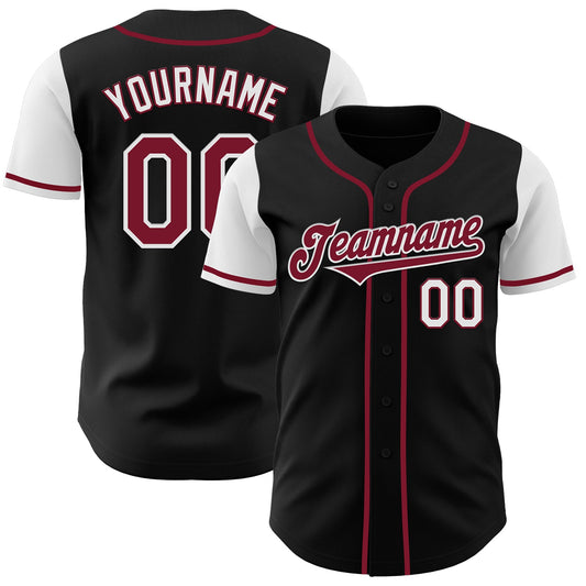 Custom Black Crimson-White Authentic Two Tone Baseball Jersey - Sky-Custom