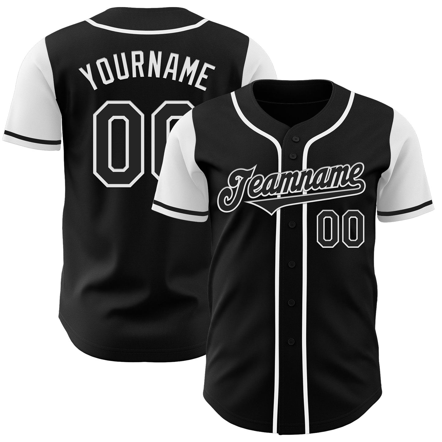 Custom Black White Authentic Two Tone Baseball Jersey - Sky-Custom