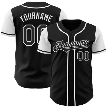 Custom Black White Authentic Two Tone Baseball Jersey - Sky-Custom