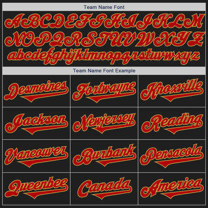 Custom Black Red-Old Gold Authentic Two Tone Baseball Jersey - Sky-Custom