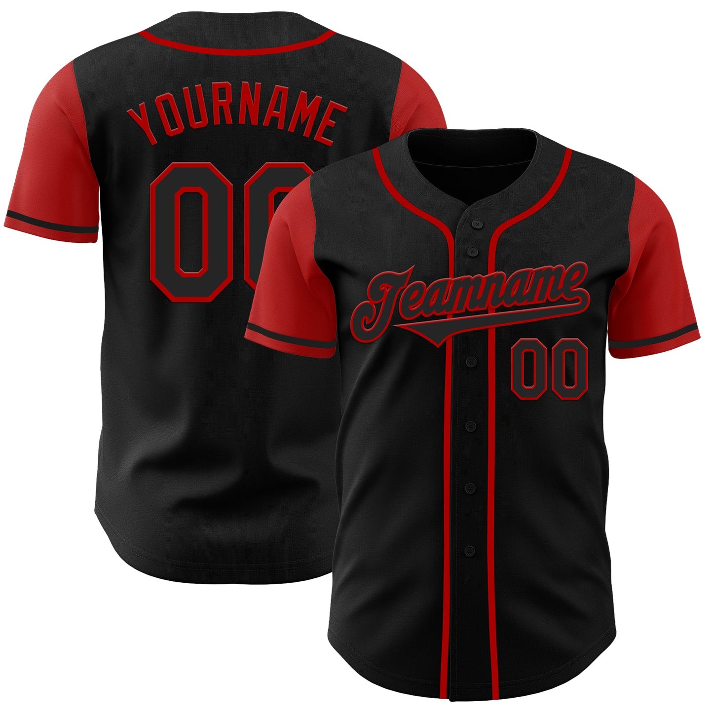 Custom Black Red Authentic Two Tone Baseball Jersey - Sky-Custom