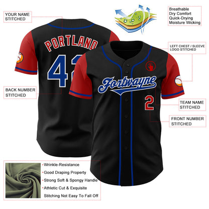 Custom Black Royal-Red Authentic Two Tone Baseball Jersey - Sky-Custom