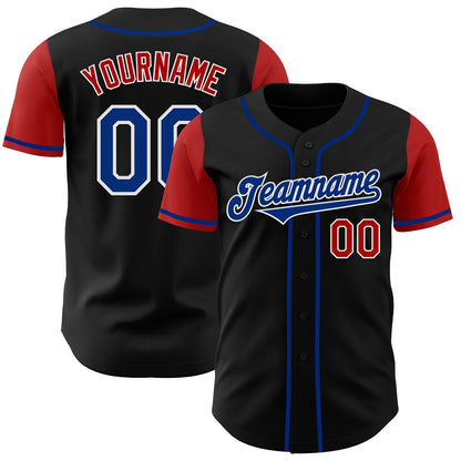 Custom Black Royal-Red Authentic Two Tone Baseball Jersey - Sky-Custom