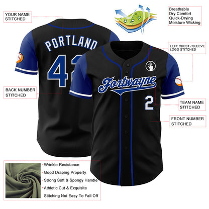 Custom Black Royal-White Authentic Two Tone Baseball Jersey - Sky-Custom