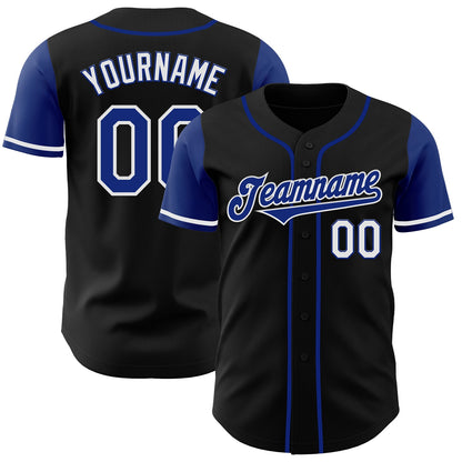 Custom Black Royal-White Authentic Two Tone Baseball Jersey - Sky-Custom