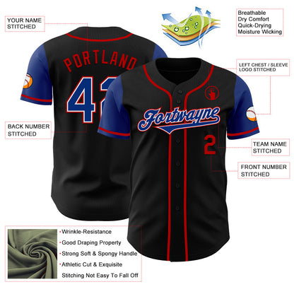 Custom Black Royal-Red Authentic Two Tone Baseball Jersey - Sky-Custom