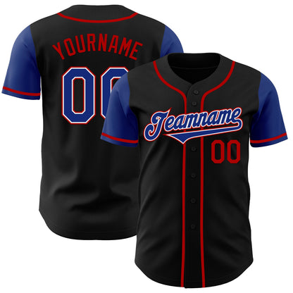 Custom Black Royal-Red Authentic Two Tone Baseball Jersey - Sky-Custom