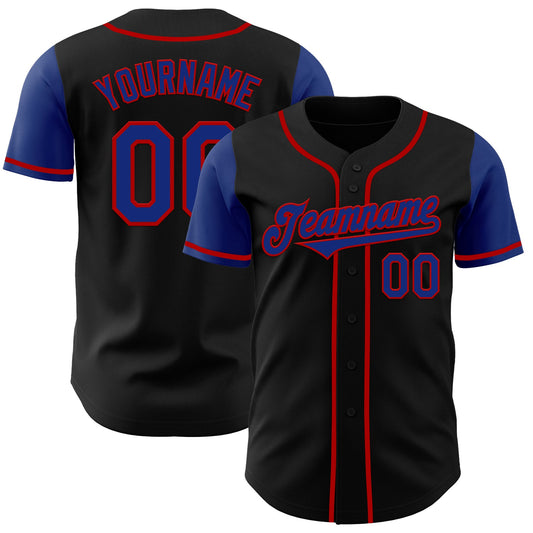 Custom Black Royal-Red Authentic Two Tone Baseball Jersey - Sky-Custom