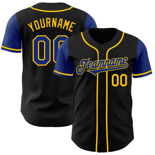 Custom Black Royal-Yellow Authentic Two Tone Baseball Jersey - Sky-Custom