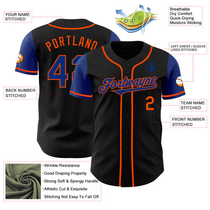 Custom Black Royal-Orange Authentic Two Tone Baseball Jersey - Sky-Custom