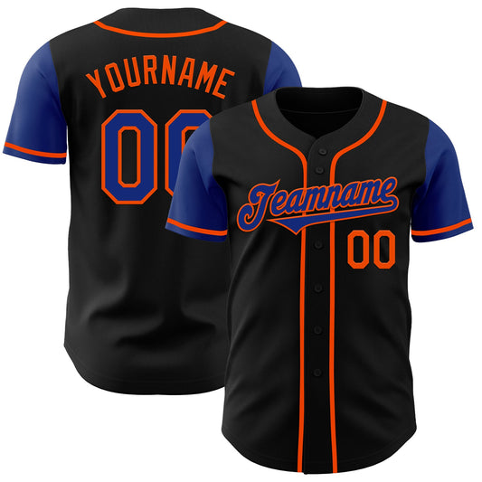 Custom Black Royal-Orange Authentic Two Tone Baseball Jersey - Sky-Custom