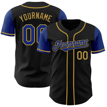 Custom Black Royal-Old Gold Authentic Two Tone Baseball Jersey - Sky-Custom
