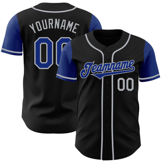 Custom Black Royal-Gray Authentic Two Tone Baseball Jersey - Sky-Custom