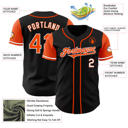 Custom Black Orange-White Authentic Two Tone Baseball Jersey - Sky-Custom