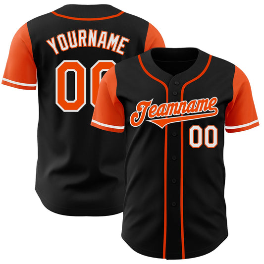 Custom Black Orange-White Authentic Two Tone Baseball Jersey - Sky-Custom