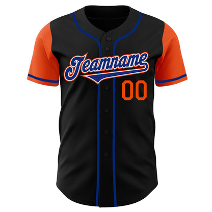 Custom Black Royal-Orange Authentic Two Tone Baseball Jersey - Sky-Custom