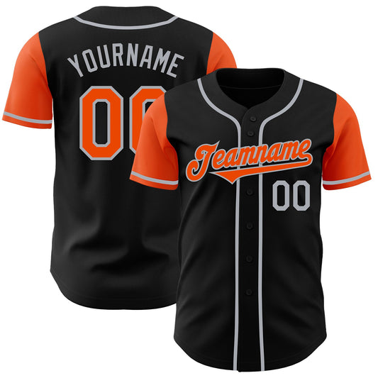 Custom Black Orange-Gray Authentic Two Tone Baseball Jersey - Sky-Custom