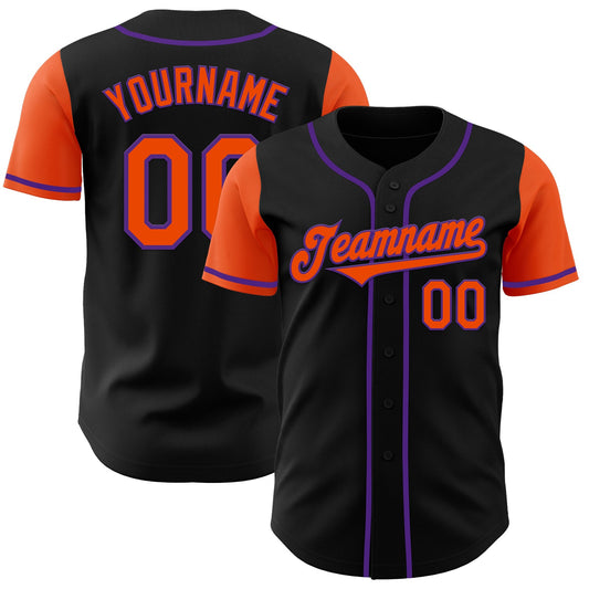 Custom Black Orange-Purple Authentic Two Tone Baseball Jersey - Sky-Custom