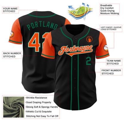 Custom Black Orange-Kelly Green Authentic Two Tone Baseball Jersey - Sky-Custom