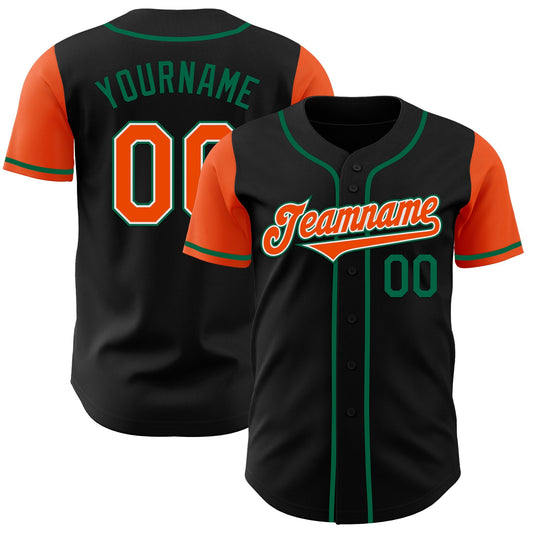 Custom Black Orange-Kelly Green Authentic Two Tone Baseball Jersey - Sky-Custom