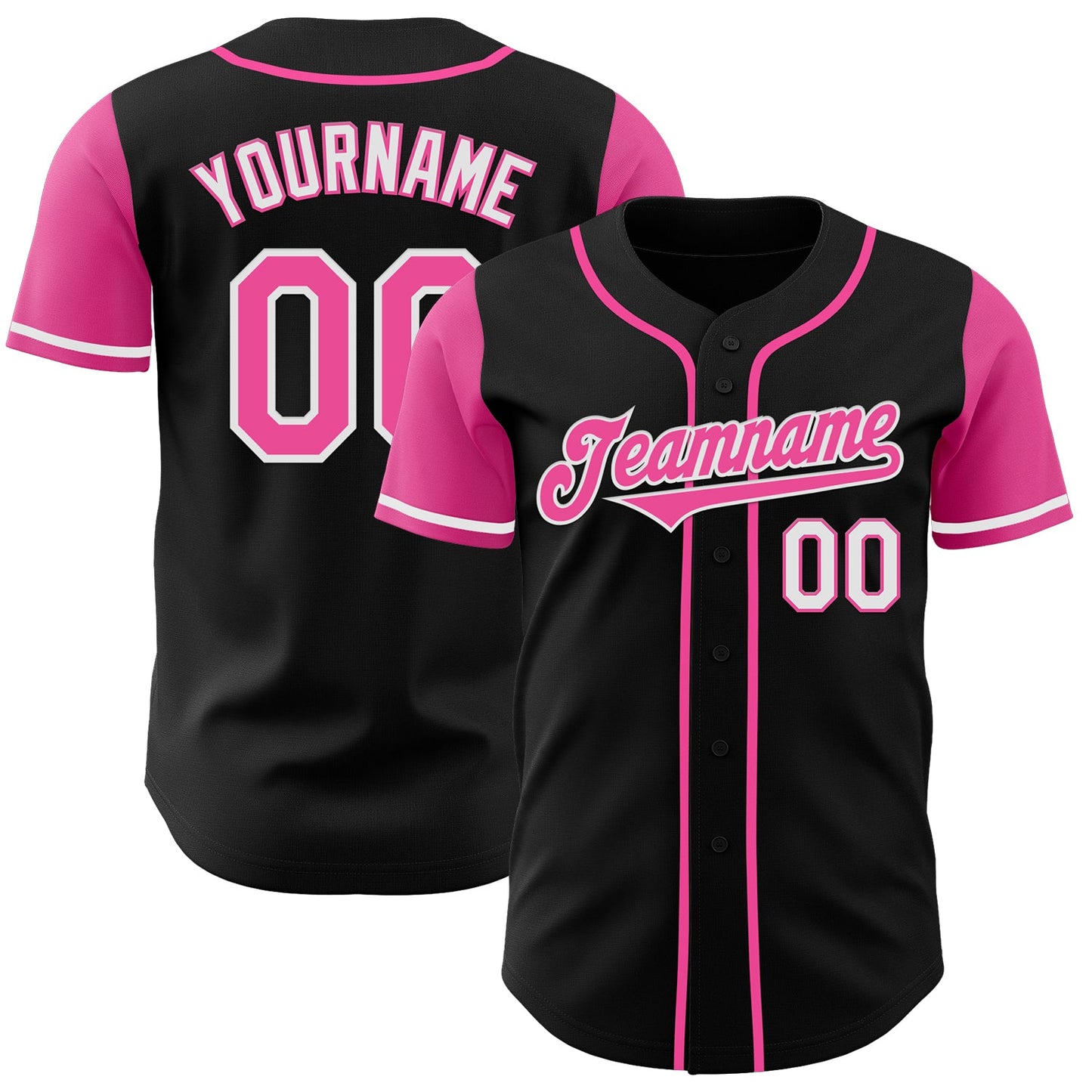 Custom Black Pink-White Authentic Two Tone Baseball Jersey - Sky-Custom